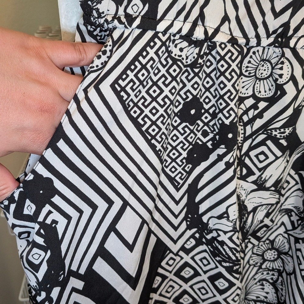 Plus Size Speed Control NY Women's 2X Dress Black White Geometric Floral Pocket - Picture 6 of 10